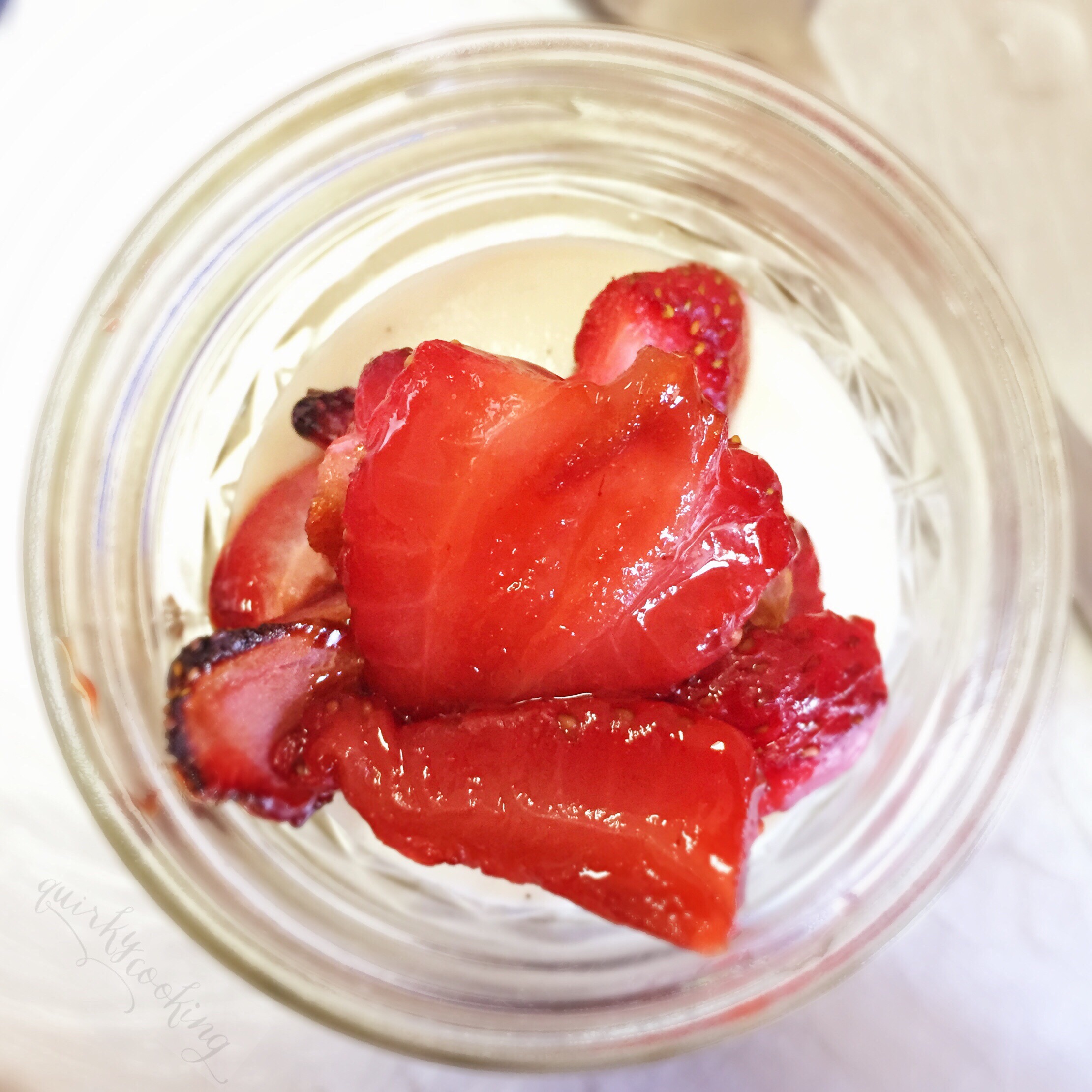 roasted strawberries pana cotta - Quirky Cooking