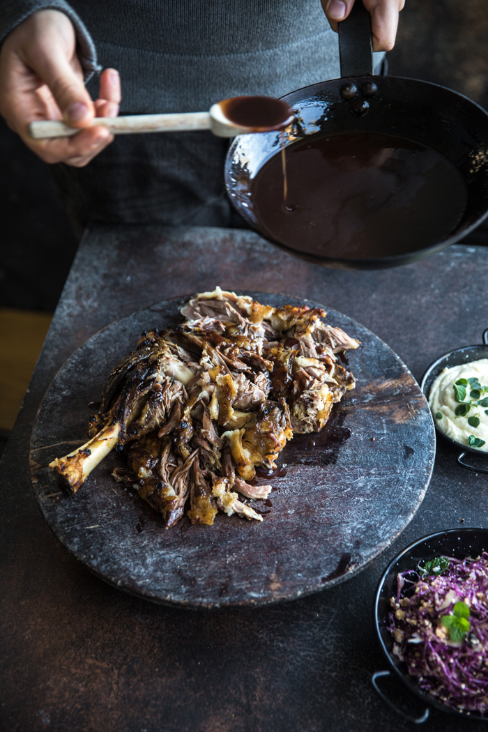 Slow-Cooked Lamb Shoulder with Red Wine Sauce