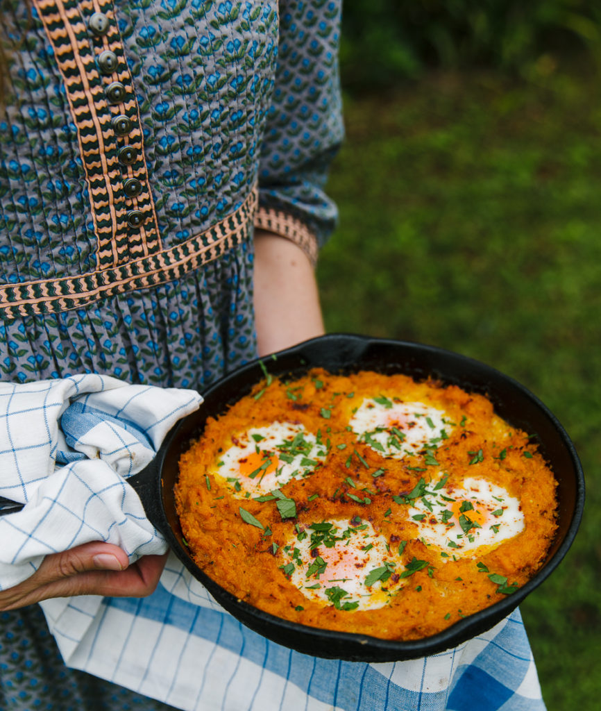 Spicy Pumpkin Mash with Baked Eggs